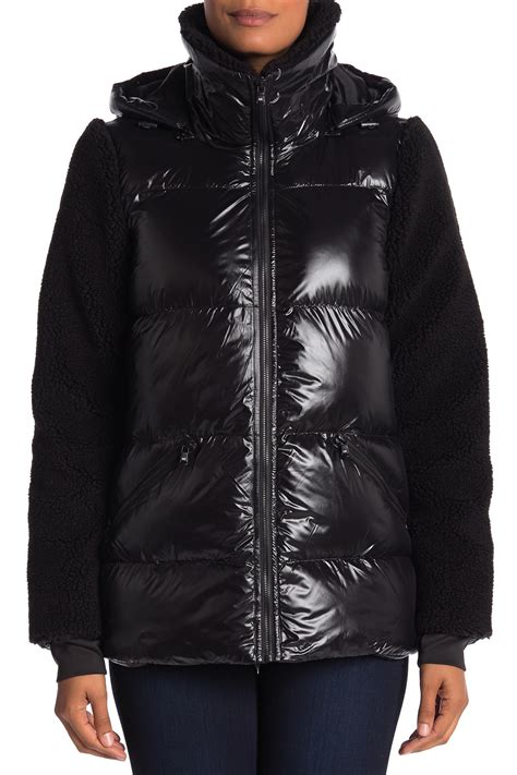 michael michael kors missy faux shearling nylon jacket|Michael Kors coats for women.